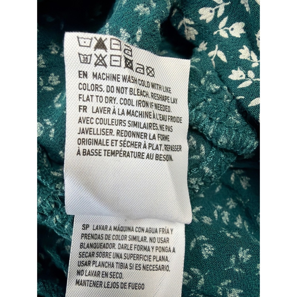 American Eagle Womens Teal Green Ditsy Floral Tiered Babydoll Mini Dress Size‎ M - Picture 5 of 7